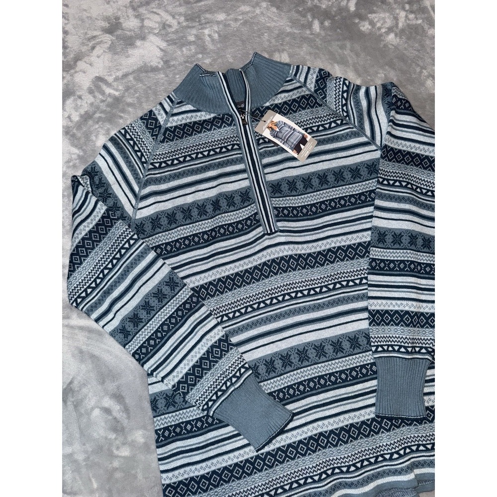 New Eddie Bauer Sweater Womens L Intricate Fair Isle‎ Jacquard Nordic 1/2 Zip